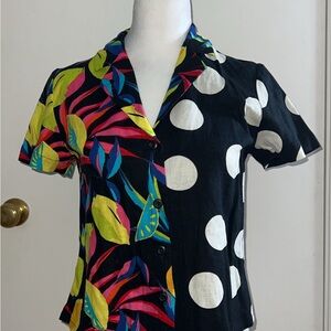 Tabitha Black and Multicolor Button Down Shirt